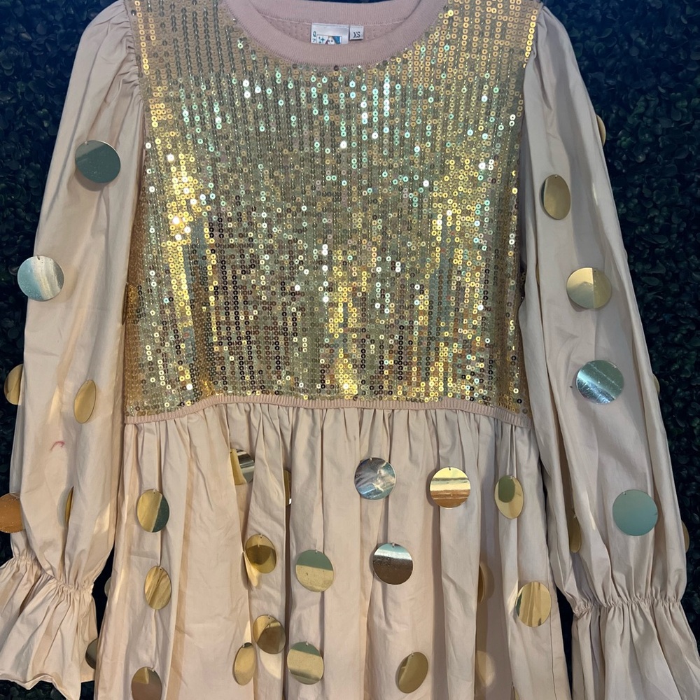 Sequin Gold and Cream Dress
